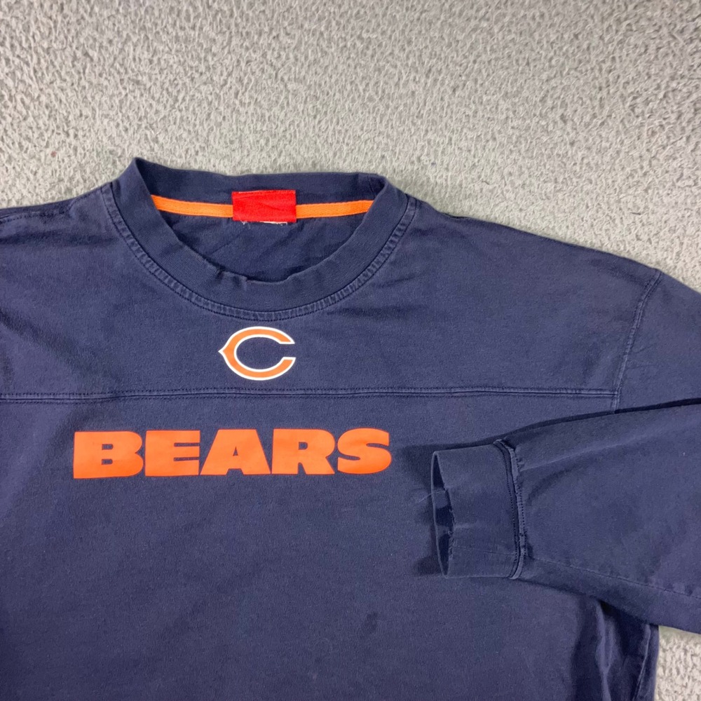 VTG Chicago Bears Long Sleeve T-Shirt Men 2xl Navy Blue Orange Graphic Retro y2k